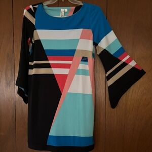 Emma & Michele Blue and Pink Geometric Dress